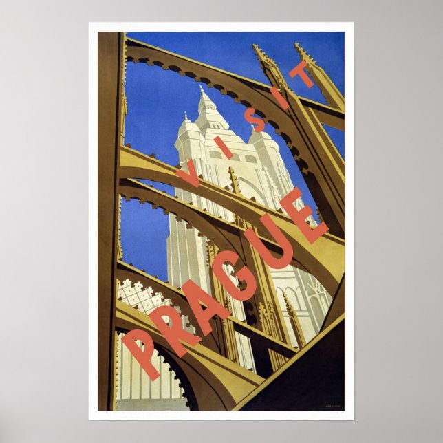 Vintage travel,Prague Poster (Front)