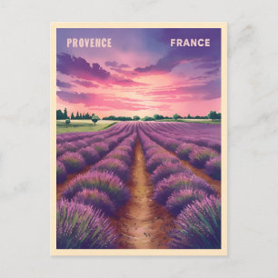 Vintage Travel Provence France Lavender Fields Postcard