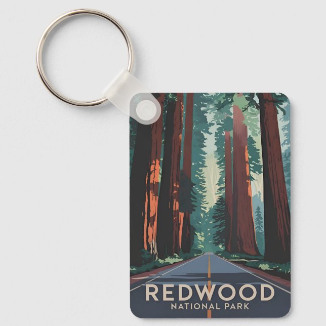 Vintage Travel Redwood National Park Retro  Scenic Keychain (Front)