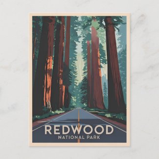 Vintage Travel Redwood National Park Retro  Scenic