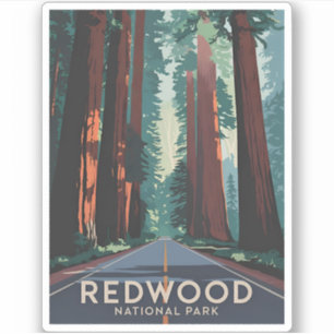 Vintage Travel Redwood National Park Retro  Scenic Sticker