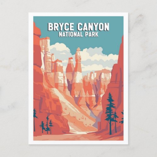 vintage travel retro Bryce Canyon national park Postcard