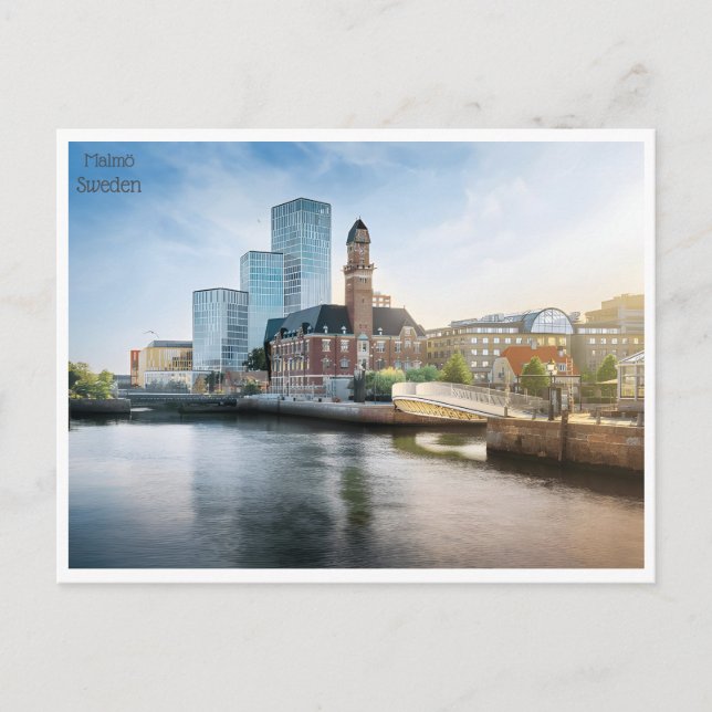 vintage travel retro Malmö Sweden Suède Tourism Postcard (Front)