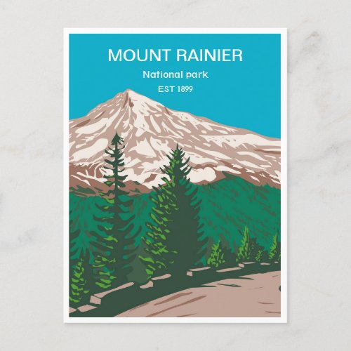 vintage travel retro Mount Rainier national park Postcard