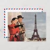 Vintage Travel - Retro Paris - Eiffel Tower Postcard (Front/Back)