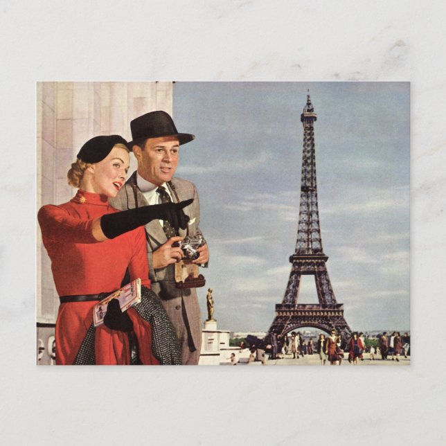 Vintage Travel - Retro Paris - Eiffel Tower Postcard (Front)
