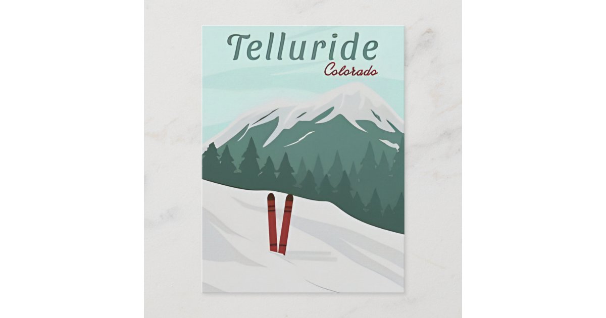 Vintage travel retro Telluride Colorado watercolor Postcard | Zazzle
