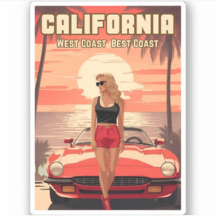 Vintage Travel Retrowave 80s California Sunset Sticker