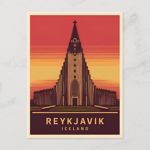 Vintage Travel Reykjavik Iceland Hallgrimskirkja Postcard