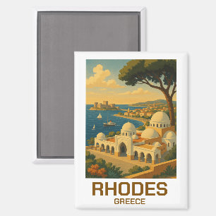 Vintage Travel Rhodes Greece Magnet