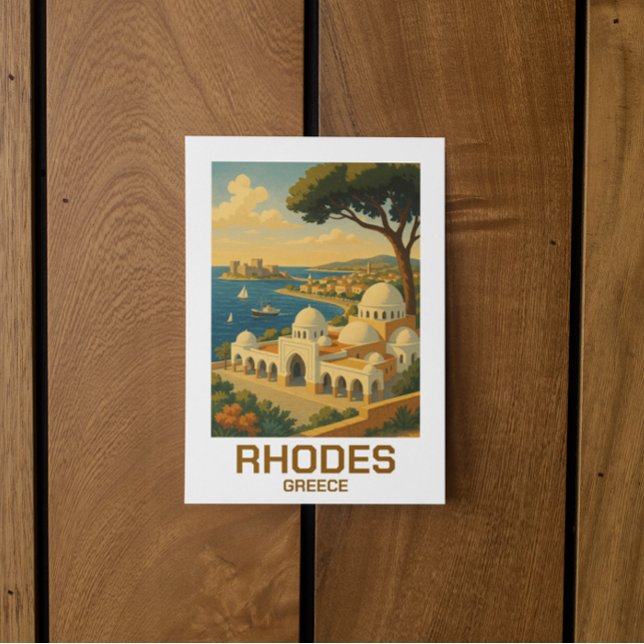 Vintage Travel Rhodes Greece Postcard (Rhodes Greece Postcard)