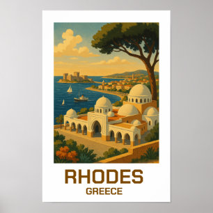 Vintage Travel Rhodes Greece Poster