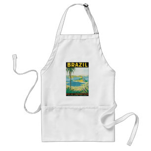 Vintage Travel Rio de Janeiro Brazil Coastal Beach Adult Apron