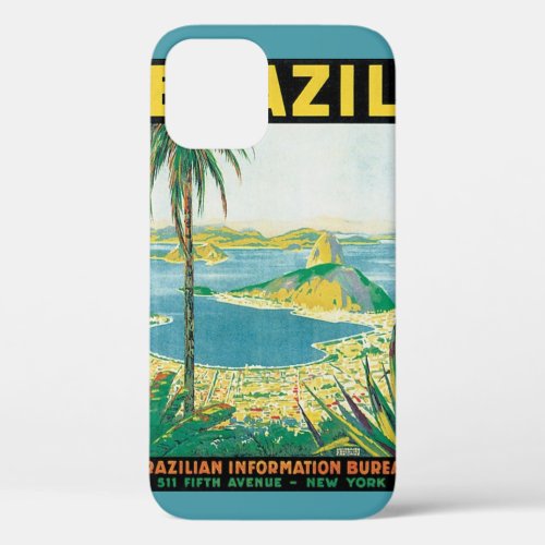 Vintage Travel Rio de Janeiro Brazil Coastal Beach iPhone 12 Case