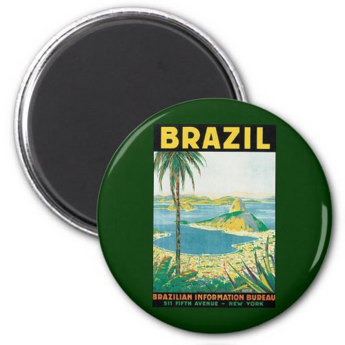 Vintage Travel Rio de Janeiro Brazil Coastal Beach Magnet