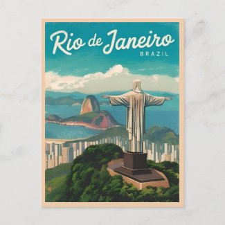 Vintage Travel Rio de Janeiro Brazil Retro Scenic