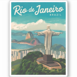 Vintage Travel Rio de Janeiro Brazil Retro Scenic Sticker