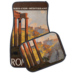 Vintage Travel Rome Italy car floor mats