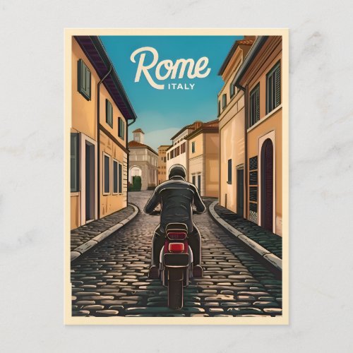 Vintage Travel Rome Italy Retro Graphic Postcard