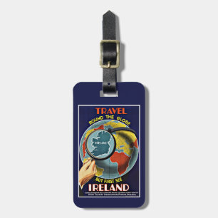 Vintage Travel Round the Globe See Ireland Luggage Tag