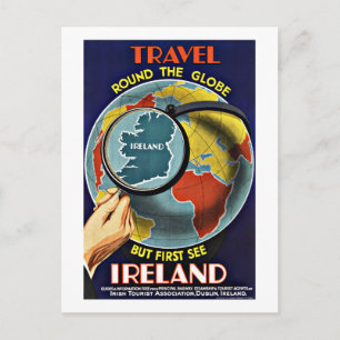 Vintage Travel Round the Globe See Ireland Postcard