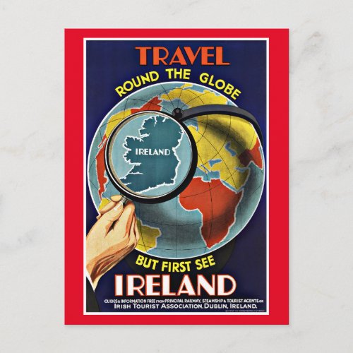 Vintage Travel Round the Globe See Ireland Postcard