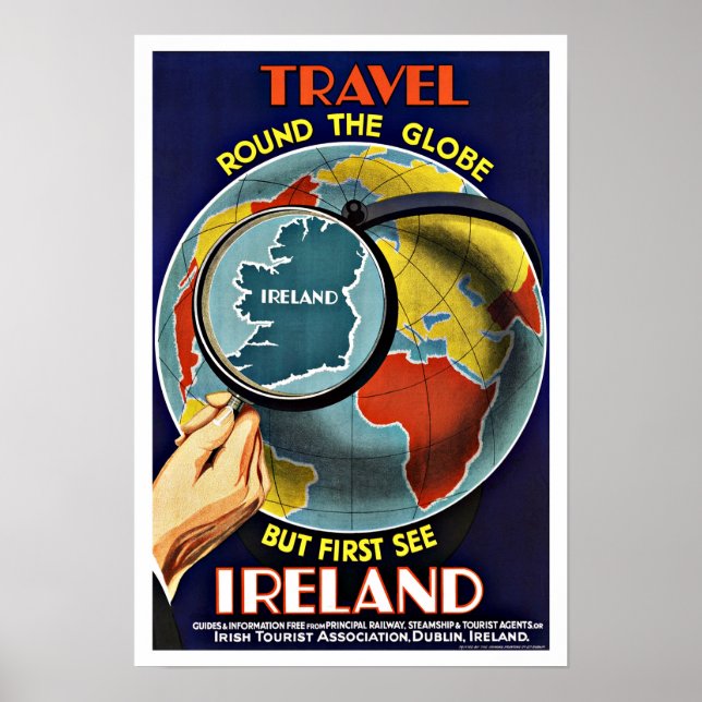 Vintage Travel Round the Globe See Ireland Poster (Front)