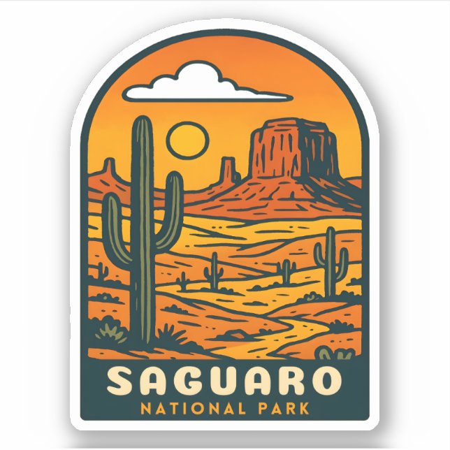 Vintage Travel Saguaro National Park Arizona Retro Sticker (Front)