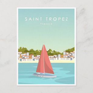 vintage travel Saint tropez France tourism Postcard