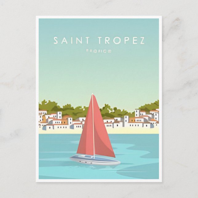 vintage travel Saint tropez France tourism Postcard (Front)