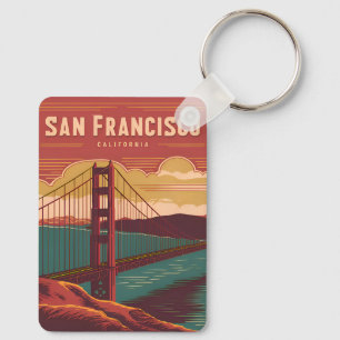 Vintage Travel San Francisco Golden Gate Bridge Keychain
