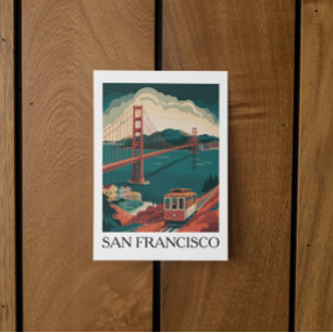 Vintage Travel San Francisco Golden Gate Bridge Postcard
