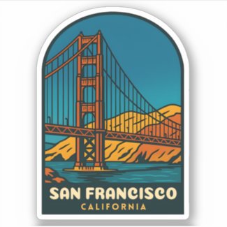 Vintage Travel San Francisco Golden Gate Bridge