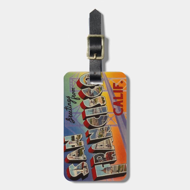 Vintage Travel San Francisco Luggage Tag (Front Vertical)