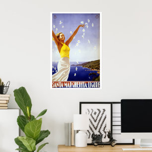Vintage Travel, Santa Margherita Ligure, Italy Poster