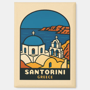 Vintage Travel Santorini Greece Retro Seaside Magnet