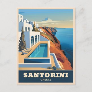 Vintage Travel Santorini Greece Seaside Landscape
