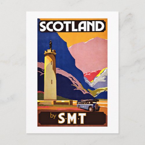 Vintage Travel Scotland By Bus Postcard