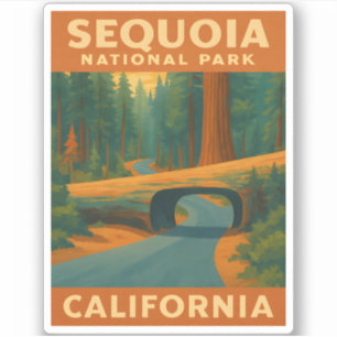 Vintage Travel Sequoia National Park California Sticker