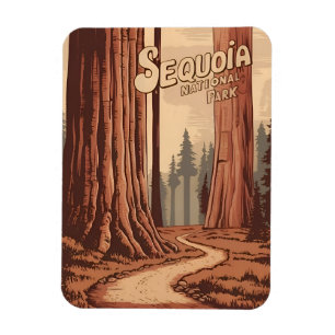 Vintage Travel Sequoia National Park Retro Graphic Magnet