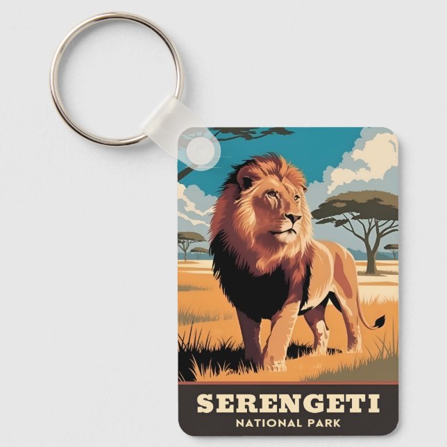 Vintage Travel Serengeti National Park Tanzania Keychain (Front)