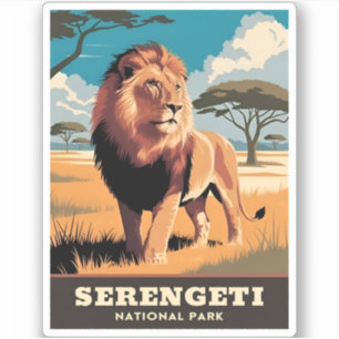 Vintage Travel Serengeti National Park Tanzania Sticker