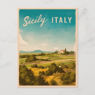 Vintage Travel Sicily Italy Retro Scenic