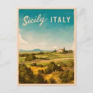 Vintage Travel Sicily Italy Retro Scenic