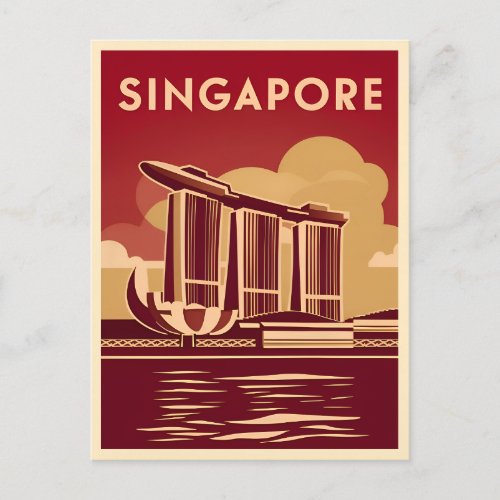 Vintage Travel Singapore City Retro Scenic Postcard