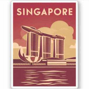 Vintage Travel Singapore City Retro Scenic Sticker