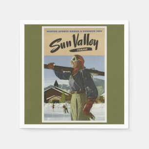 Vintage Travel Ski Napkins