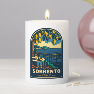 Vintage Travel Sorrento Italy Coastal Retro Scenic Pillar Candle