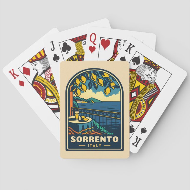 Vintage Travel Sorrento Italy Coastal Retro Scenic Poker Cards (Back)