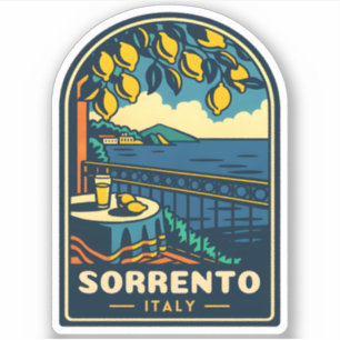 Vintage Travel Sorrento Italy Coastal Retro Scenic Sticker